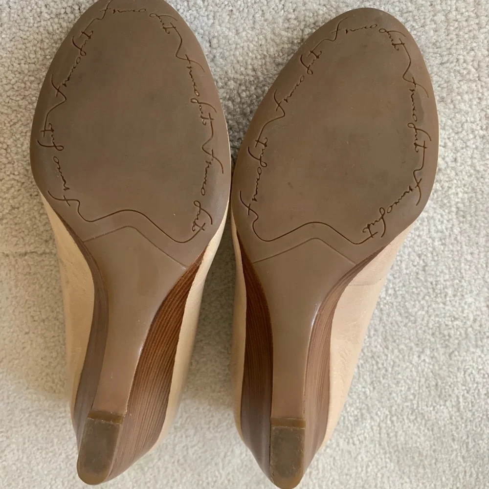 FRANCO SARTO bow peep toes wedges, the artist's collection, A-Hetty Cream 9.5